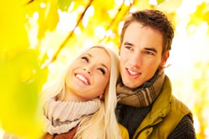 Beautiful couple in the park.